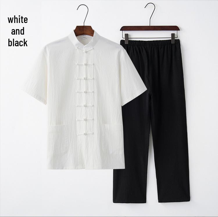 Men's Summer Cotton Linen Tai Chi Suit – Short Sleeve Tang Suit Set