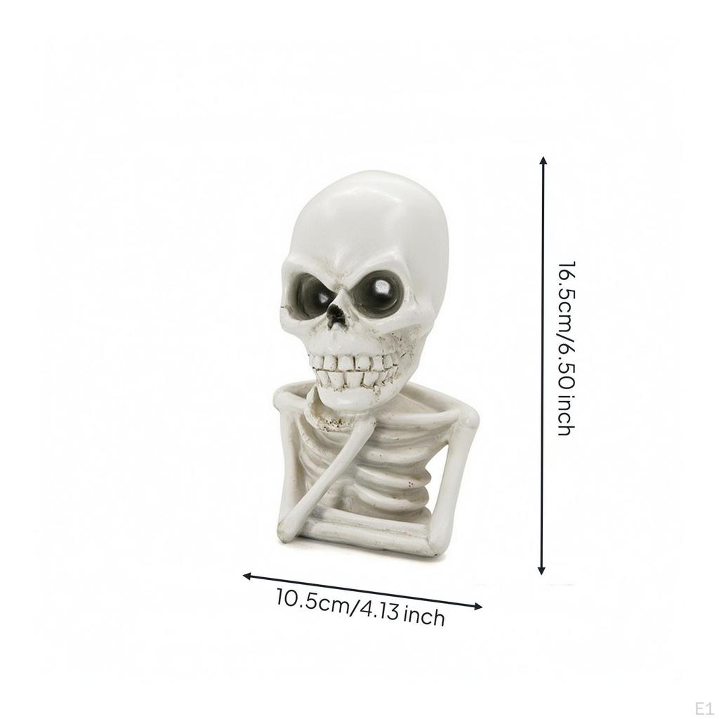 Sitting Skeleton Statue Gothic Figurine Macabre Cranium for Desk