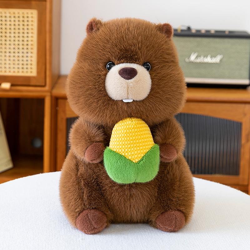 

Nibbling Marmot Plush Doll with Corn & Apple – Children s Birthday Gift 25cm 0.2kg