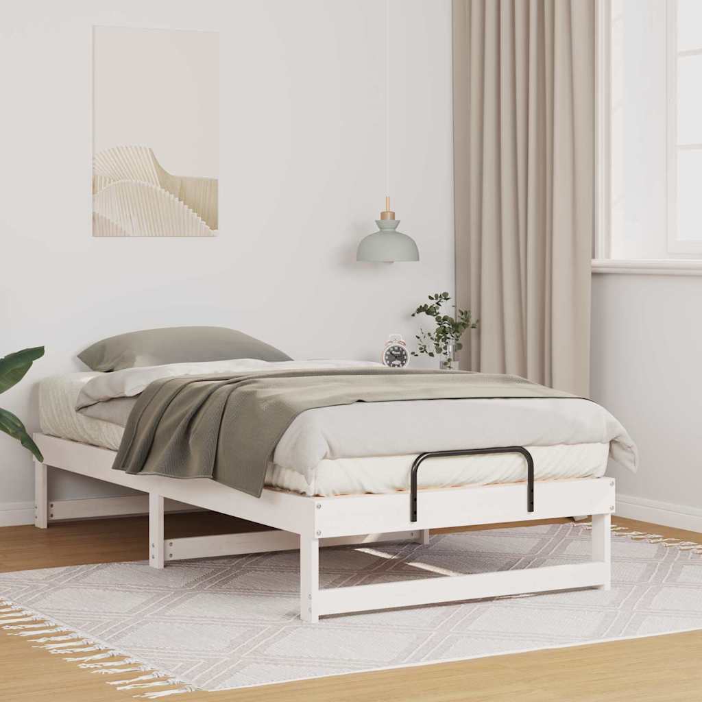 Bed Frame White 75 x 190 cm Solid Pine Wood