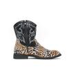 Men’s Western Boots Pointed Toe Leopard Print Casual Retro Dress Zipper Leather Men’s High Boots for Men Plus Size
