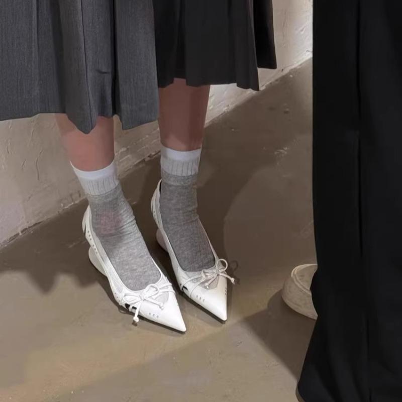 2025 Women Pumps Spring Autumn Elegant Bow Heels Pointed-toe High Heels Shoes Women Shallow Mouth Floating Dress Single Shoes