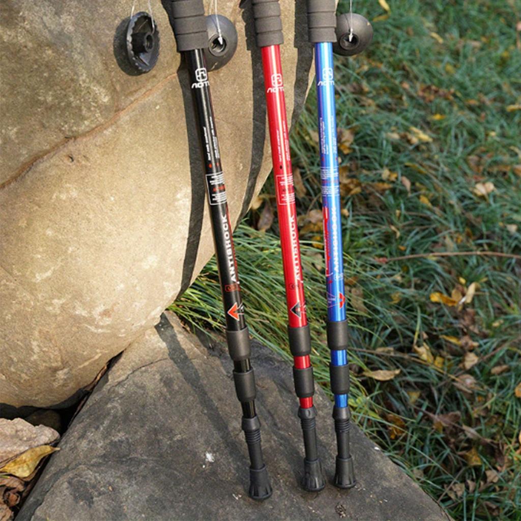 Outdoor Travel Trekking Cane with Straight Handle Aluminum Alloy Trekking Cane Easy To Stretch and Retract Hiking Cane