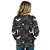 Women's Flannel Long Sleeve Top with Halloween Print Neck Pullover Shirt