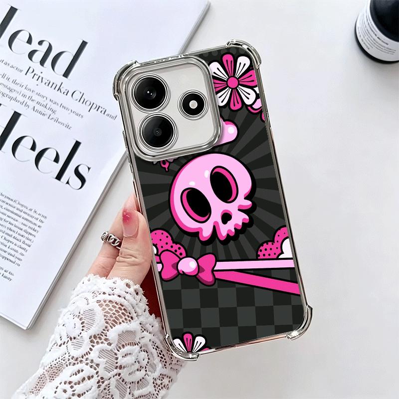 Sweet And Edgy Cartoon Skeleton Soft Phone Case For Xiaomi Redmi Note 14 15 Pro Plus 13 12 11S 11T 5G 10 9S 9 Plating Anti-Fall