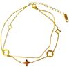 Double Four-Leaf Clover Anklet Delicate Versatile Light Luxury Temperament Fashion Anklet