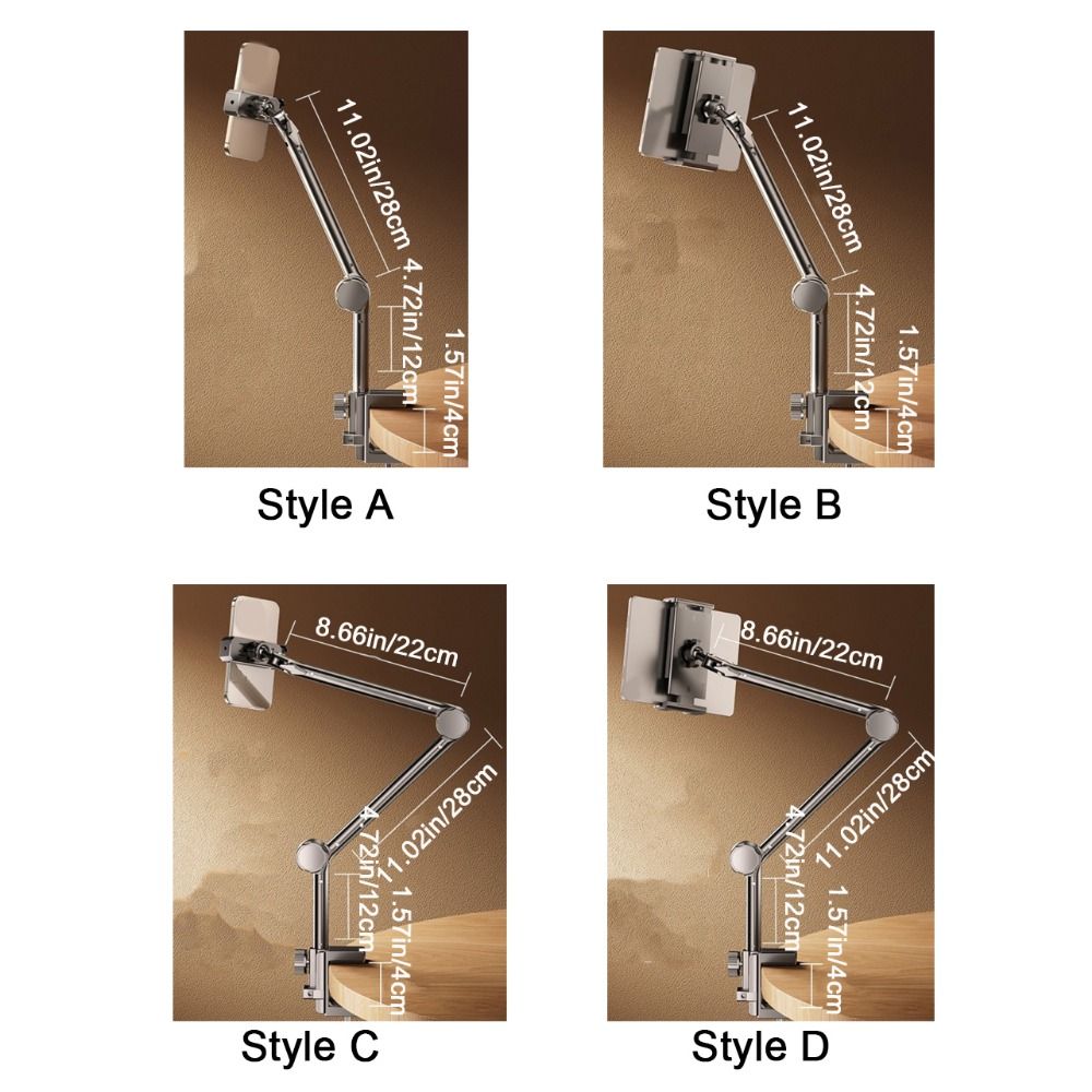 Carbon Steel Phone Tablet Holder 360° Rotating Mobile Tablet Mounting Stand Pad Tablet Bracket Bed