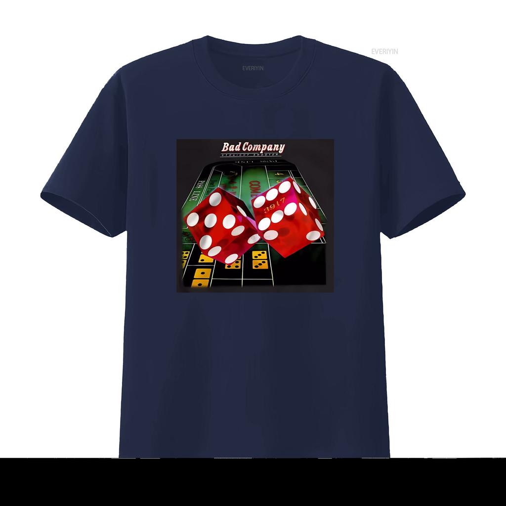 Straight Shooter Rock Group Bad Company T Shirt Paul Rodgers Mick Ralphs Retro Casino Dice Design vintage Washed Unisex homme