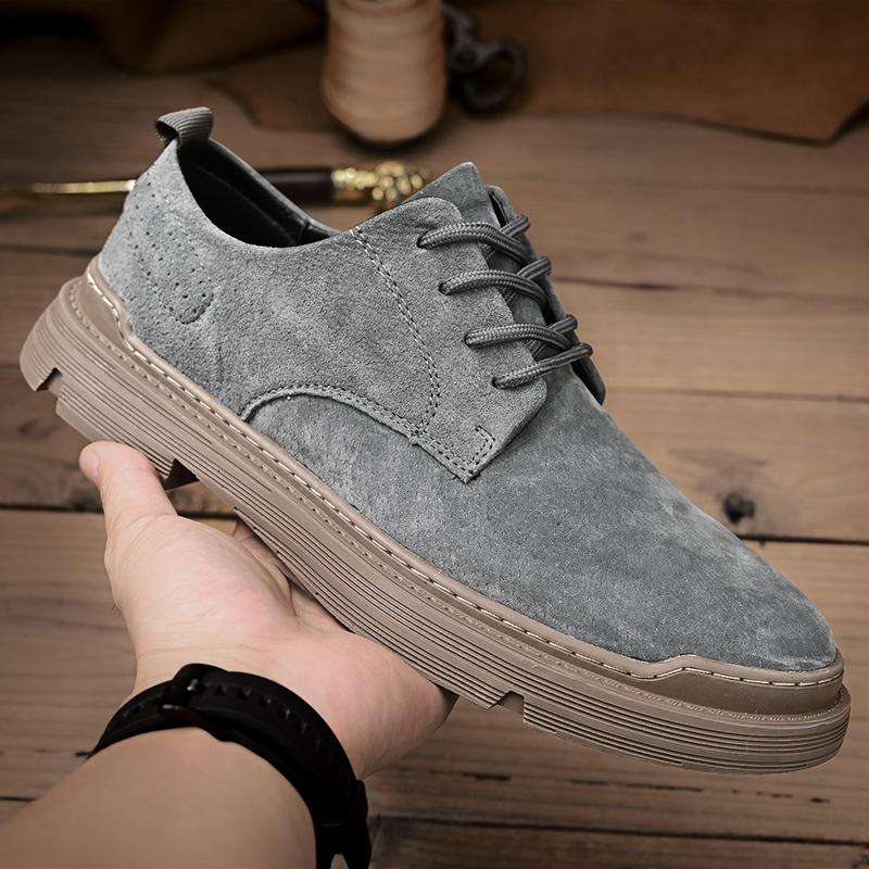 Retro Genuine Leather Men Shoes Casual Non Slip Wear Resistant Daily Business Shoe Hot Sale Round Toe Low Top British Styl
