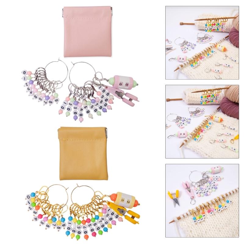 10PCS Number Stitching Marker Charm Locking Crochet Stitching Marker with Knitting Counter Scissors for Knitting Weaving
