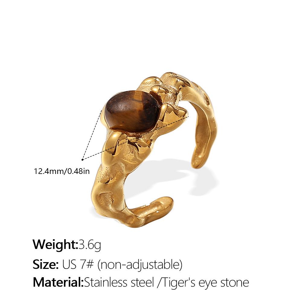 Niche High-End Tiger S Eye Stone Ring French Commuter Versatile Design Natural Stone Necklace
