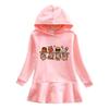 Ruffle Cartoon Rainbow Hoodie Dress - Girls' Long Sleeve Princess Style