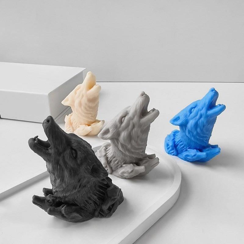 Wolf Head Silicone Candle Mold DIYs Animal 3D Plaster Resin Ornament Molds Home Decoration Crafts Gift for Enthusiasts