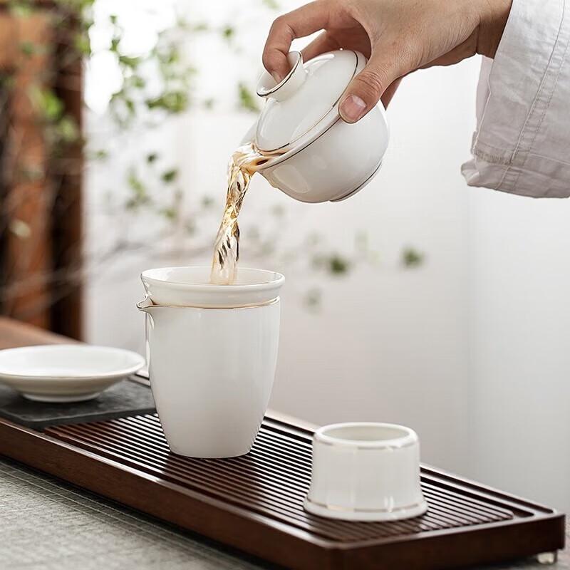 CHANGSHEGNYUAN Mutton Fat Jade Porcelain Tea Set