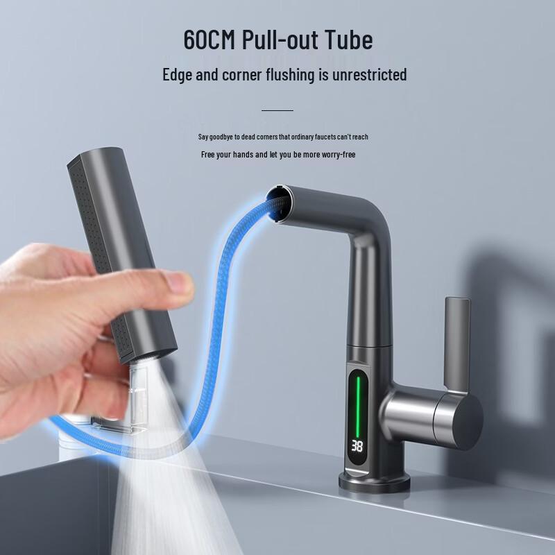 XibaoMu Multifunction Digital Display Pull-out Basin & Kitchen Faucet
