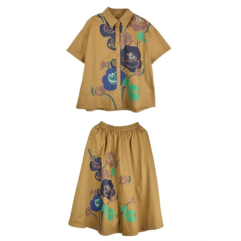 

Xitao Комплект из однобортной юбки с цветочным принтом GYX1601 One Size