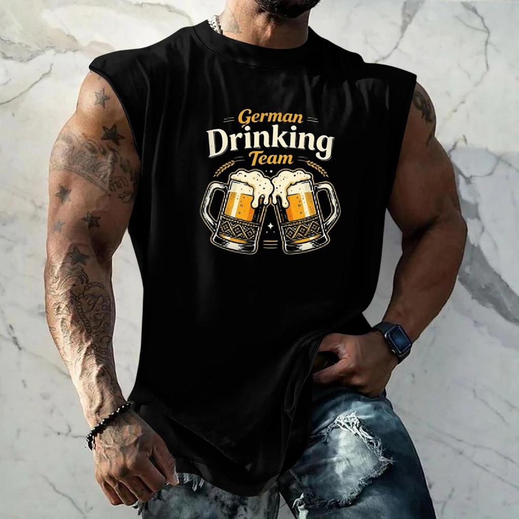 Men Sleeveless Tank Top Loose Fit Casual Streetwear Sport Vest with Unique Texture Print Suitable for Festival Holiday Daily Wear