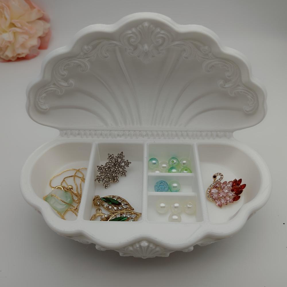 Vintage Shell-Shaped Jewelry Tray 3D Printed Desktop Storage Box Decorative Gift Box Table Decor