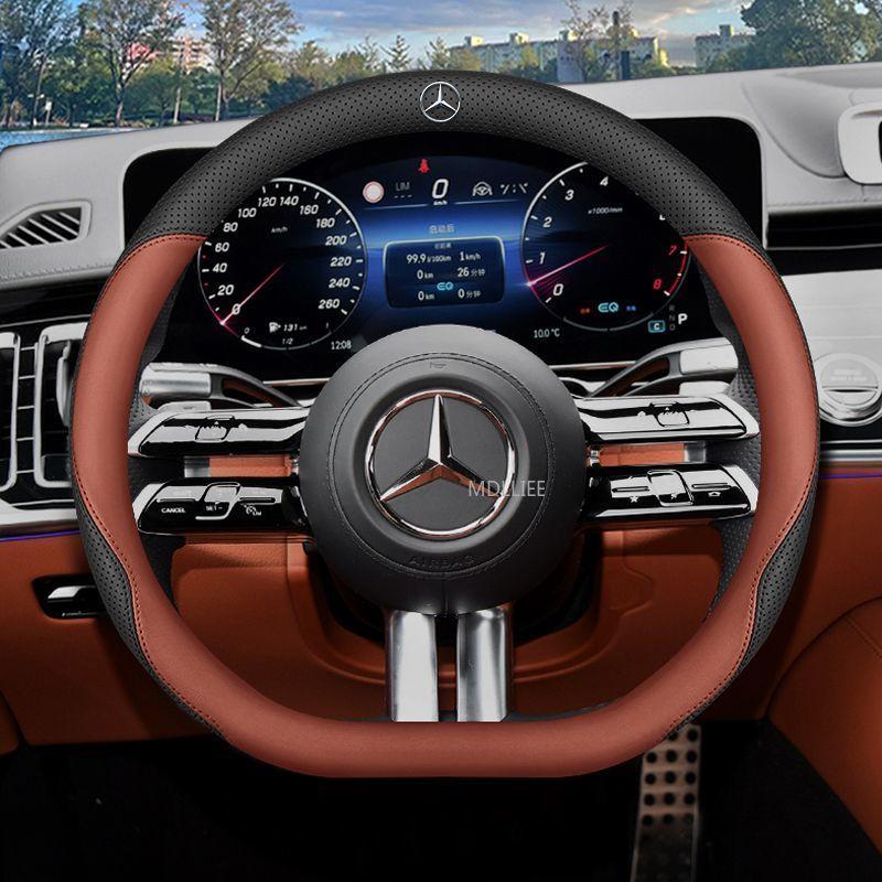 38CM Car Steering Wheel Leather Cover Auto Interior Accessories For Mercedes Benz AMG GLE GLS CLA CLE GLC CLS GLA W223 W213 W206