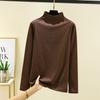Womens Warm Fleece-Lined Long Sleeve T-Shirt With Mock Neck Plus Size Thermal Base Layer Top