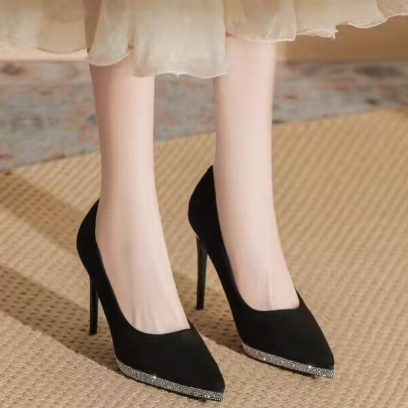 

Fashion Thin Heel Single Shoes Spring New Pointed Head Shallow Mouth Water Drill Waterproof Table Set Foot Non-slip High Heels 40