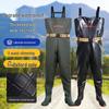 Men's One-Piece Full-Body Fishing Waders with Boots - Waterproof Rain Pants and Jacket Set
