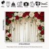 2D Red & White Rose Backdrop Cream Curtain Wedding Ceremony Background