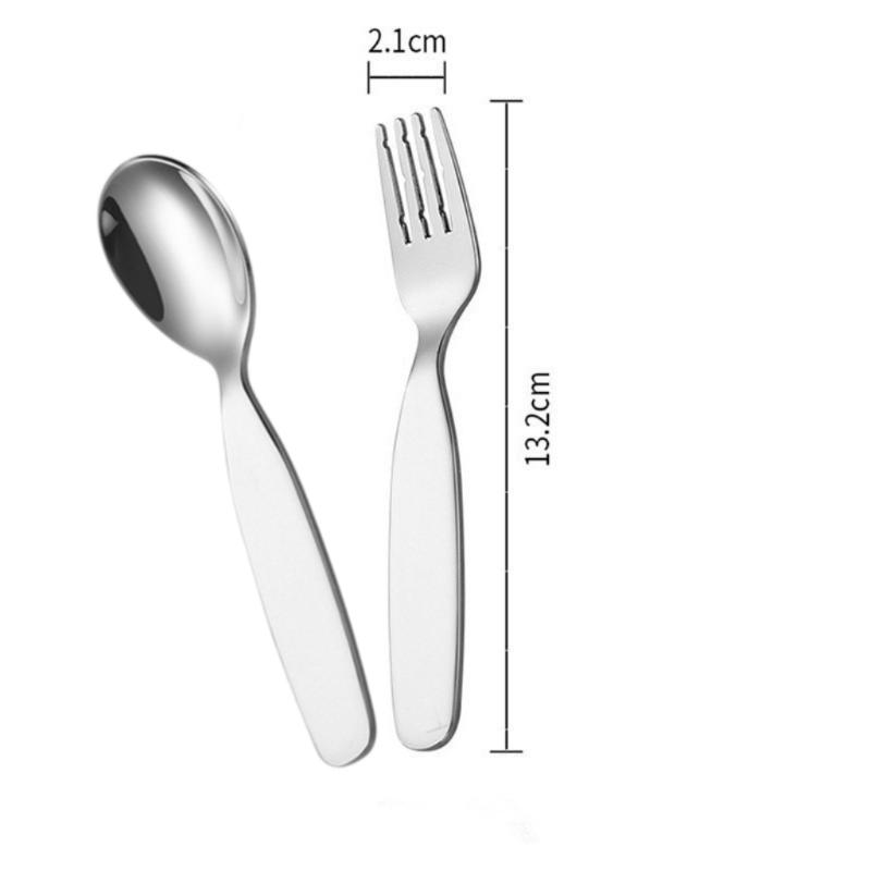 Compact Stainless Spoon And Fork Set For Kids Short Handles Ideas For Snacks Sweets Baby Supplementary Food Spoon