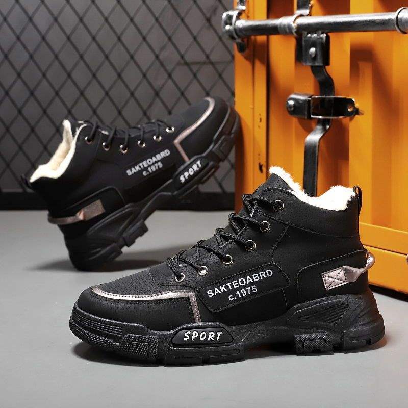 Winter neue Schneestiefel Herren High-Top gefütterte verdickte Baumwollstiefel Britischer Stil vielseitiger Trend Koreanische Version wasserdichte Martin-Stiefel