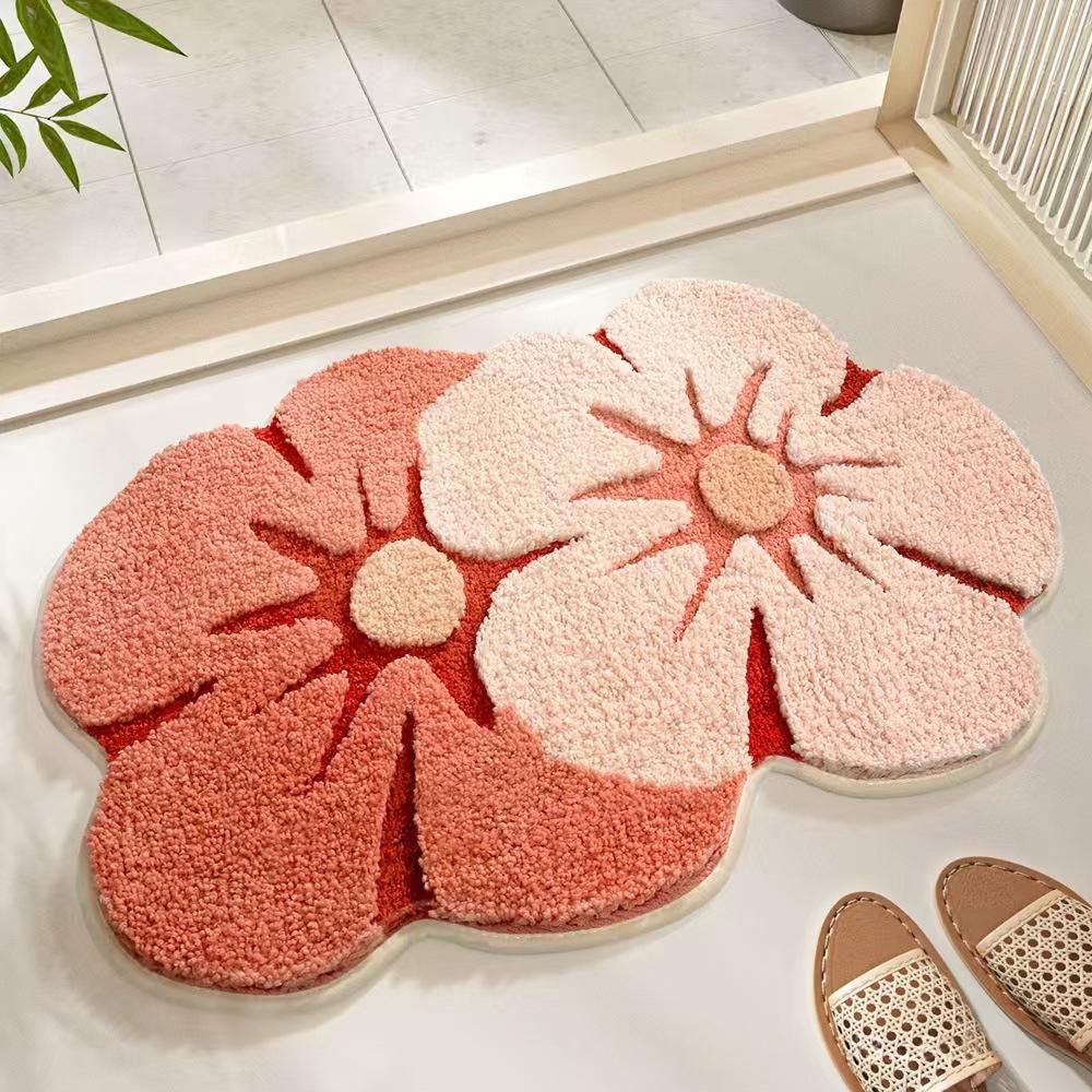 Cartoon Flower Carpet Living Room Bedroom Dirt Resistant Carpet Irregular Foot Pad