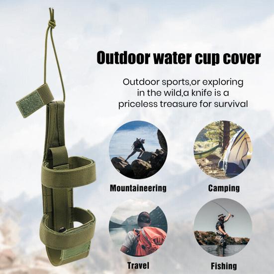 Outdoor Water Bottle Holder Sleeve with Adjustable Strap Portable Anti-fall Water Cup Protective Sleeve Tactical Belt Carrier for Camping