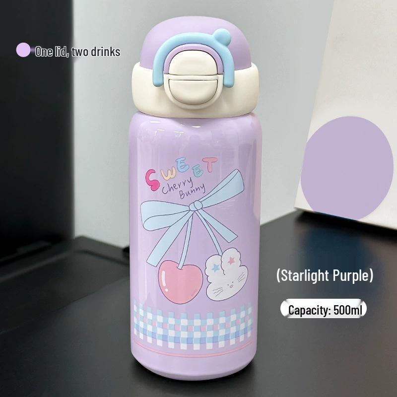 Kitten Thermos Cup: 2026 Stylish Insulated Straw Cup for Students - Cute, Portable, 316 Stainless Steel