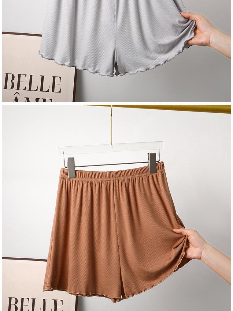 Damen High Waist Bambus Baumwolle Rüschenshorts - Übergröße, Lässig, Weites Bein, Sommerbekleidung