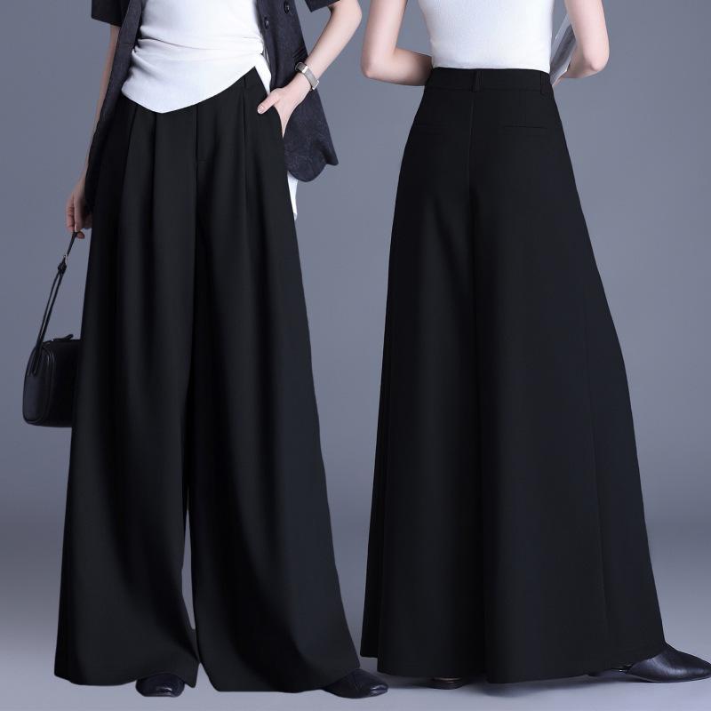 Spring Arrival High-Waisted Wide-Leg Bell Bottoms - Fashionable, Slimming, and Floor-Length XXL (30) чёрный