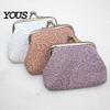 Palm-sized Wallet Embossed Lace Coin Purse, Kiss Lock Closure Pouch, Lightweight Holder Women Small Change Purse for Cash Coins Cards