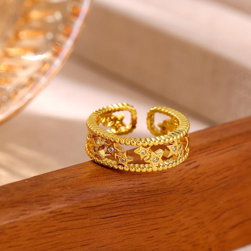 Gold Color Mini Star Double-Layer Anillos For Women Waterproof Chic Geometry CZ Ring Fashion Rings Party Jewelry Gift New 2026