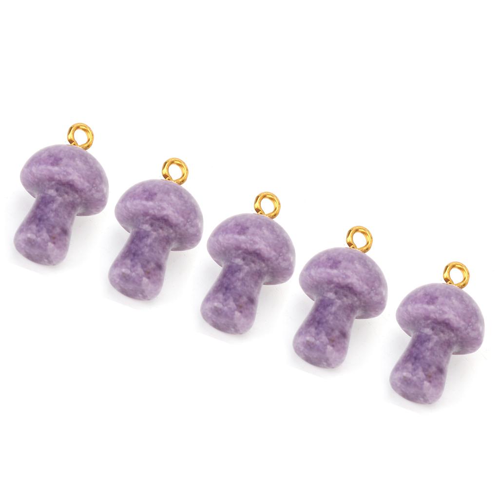 5pcs Crystal Mushroom Pendant Natural Crystal Hand Engraved DIY Mushroom Charm for Necklace Bracelet Jewelry Making