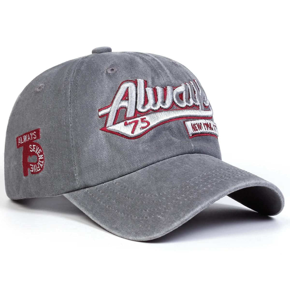 

Unisex Always75 Letter Embroidery Wash Baseball Caps Spring Autumn Outdoor Sunscreen Hat Adjustable Casual Trucker Hats