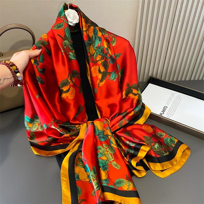 High-End Women's Chinese Style Silk Scarf: Summer Liji Brocade, 90x180, Sun Protection, Perfect Gift Shawl
