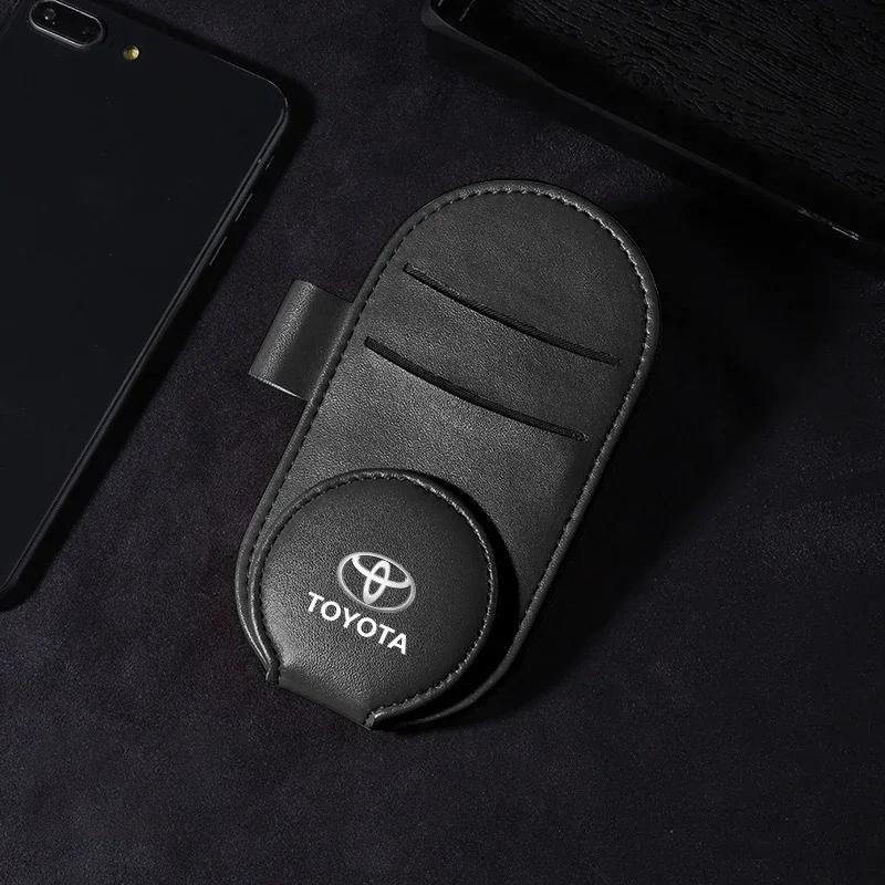 Car Multifunction Sunglasses Clip Card Ticket Holder Stand Eyeglasses For Toyota Chr Corolla Yaris Rav4 E150 E120 Land Cruiser