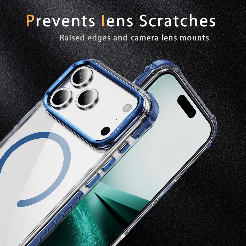 For iPhone 17 Pro Clear Phone Case with Lens Kickstand Cover Compatible with MagSafe