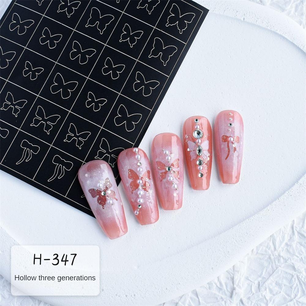 1pc Airbrush Stencil For Nails Heart Butterfly Stars Pattern Hollow Nail Sticker Templates For French Manicure Tips Nail Design