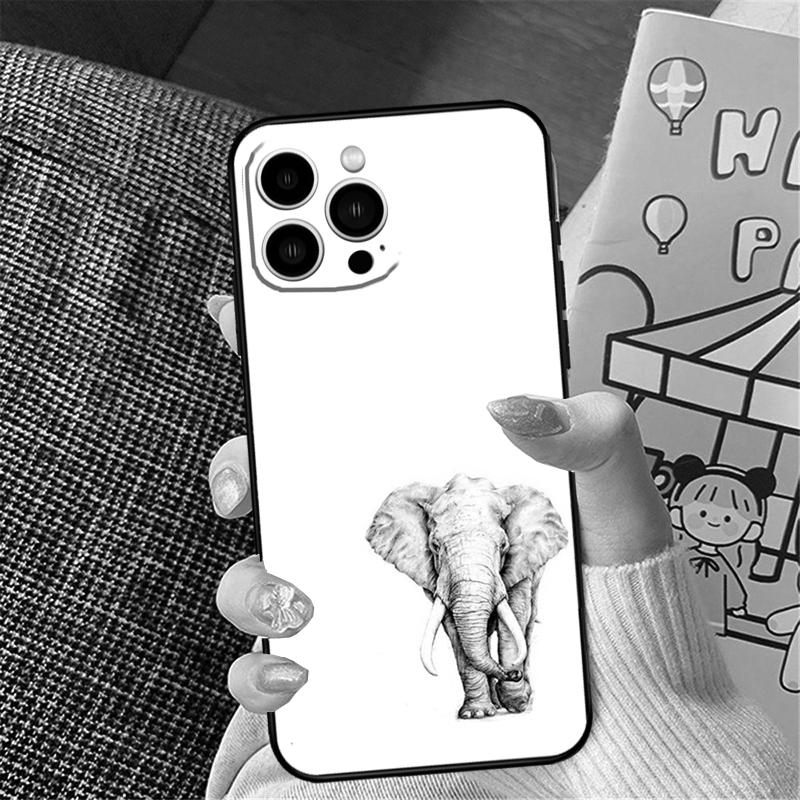 Cute Elephant Phone Case For iPhone 16 Pro Max 15 14 11 12 13 Pro Max Mini XR 16e 16 15 Plus Bumper Cover