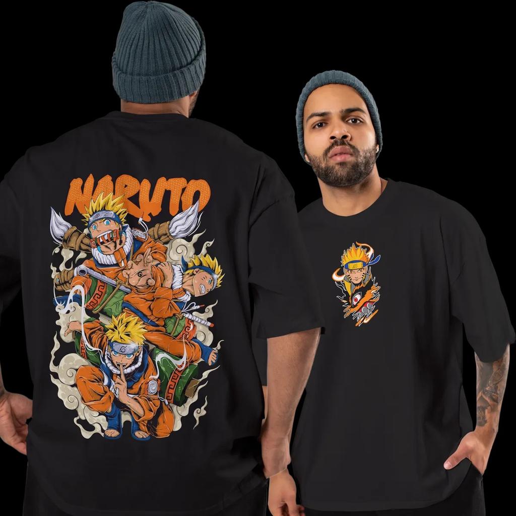 Naruto Uzumaki TShirt Men Summer Anime MultiPose Graphic Tee Japanese Manga Streetwear Short Sleeve Oversized Top