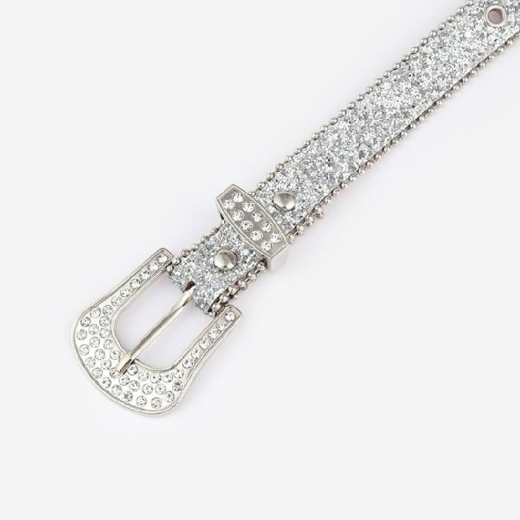 Shinning Rhinestone Buckle Belt Woman Punk Girls Locomotive Belt for Jeans Skirt
