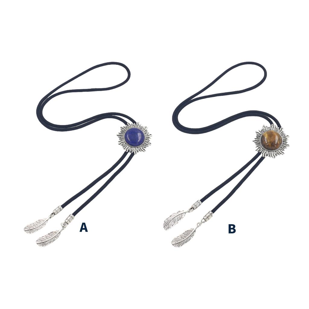Elegant Bolo Tie with Stone Pendant Carved Necktie Western Necklace Cool Bolo Tie Western Cowboy Costume