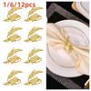 1/6/12pcs Gold Leaf Napkin Ring Buckles Metal Dinnig Table Decoration  for Wedding Birthday Party