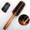 Straight Twill Boar Bristle Hair Round Brush Wood Handle Rolling Styling Comb