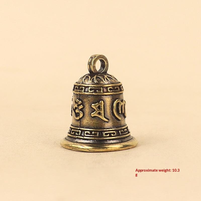 Retro Copper Six Syllable Mantra Bell Delicate Engraved Craft Crisp Sound for Yoga Studio Decoration Gift