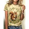 Summer Ladies Squirrel 3D Printed Crew Neck T-Shirt